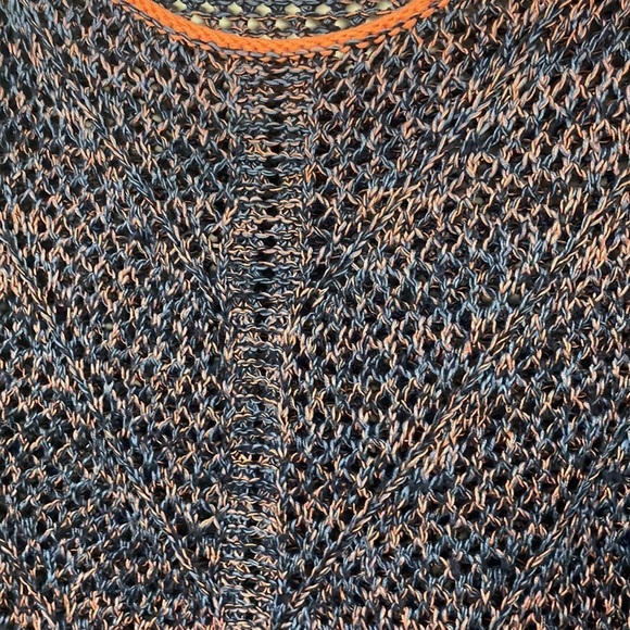 John Paul Richard Open Knit Pullover, Medium, Peach & slate blue, Like New! - Picture 4 of 7